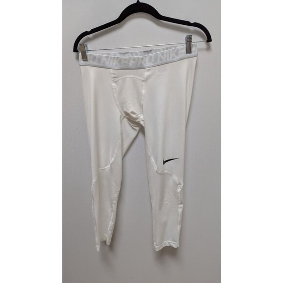 Nike Dri-Fit White Men's 3/4 Active Leggings - Picture 1 of 3